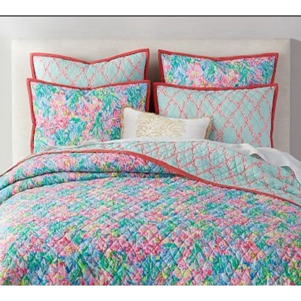 POTTERY BARN Lilly Pulitzer FAN SEA PANTS Full/ Queen Quilt Comforter 108x92